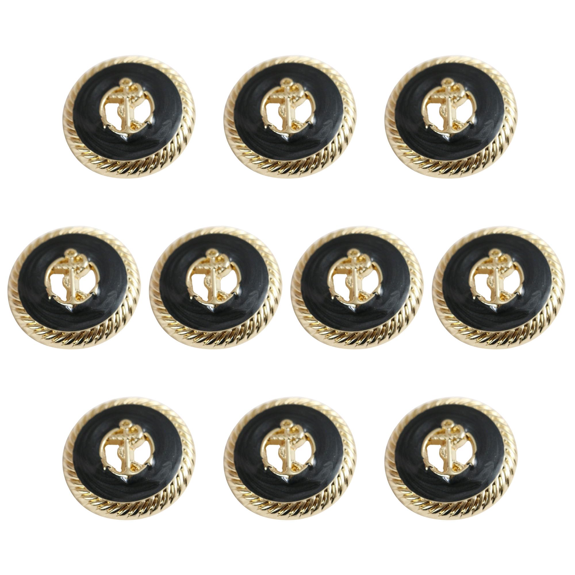 ftiemlovde 10 Novelty Brass Gold and Black Buttons for Blazer，Vintage Style Large Button Metal for Cardigan Crafting， Decorative Jacket Button for Sewing Women（I10 15 mm）