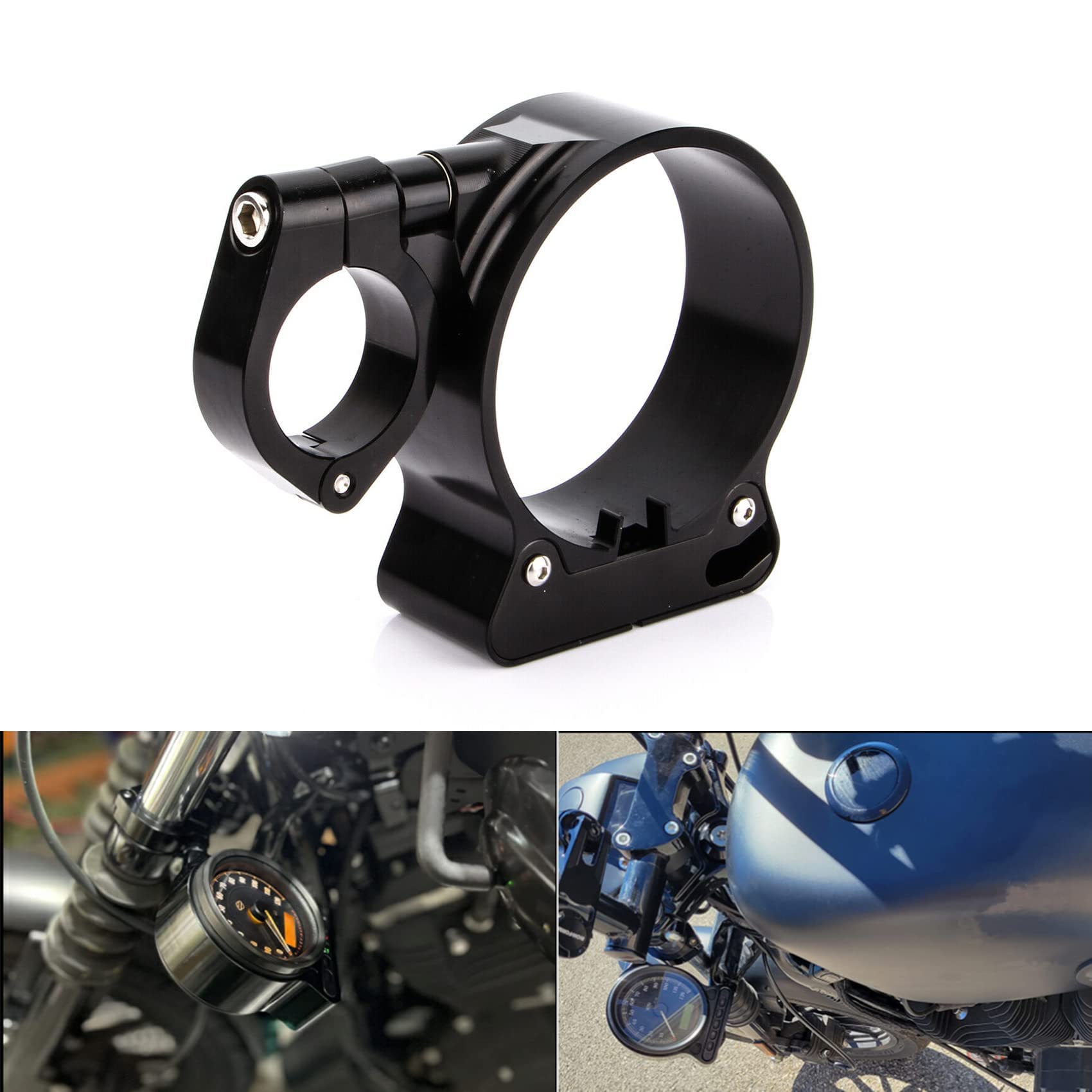 Photo 1 of Motorcycle Speedometer Bracket Powersports Gauges Odometer Relocation Bracket 39MM Fork Tuber Side Mount for Harley Sportster XL 883 1200 1995-2014 Black