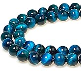 MJDCB Stone Beads 4mm 85pcs Round Sky Blue Tiger's Eye Loose Gemstone Bead Charms for Jewelry Making Bracelet Necklace Earring Pendant