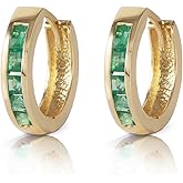 Galaxy Gold GG 14k Yellow Gold Hoop Huggie Earrings with Natural Emeralds