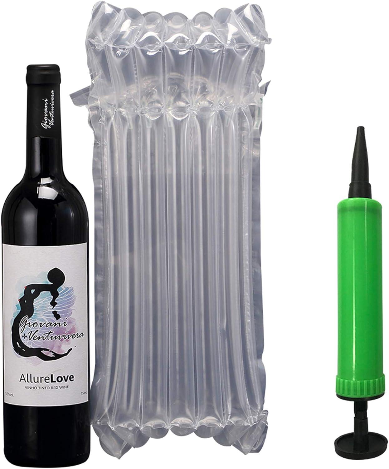 Wine Bottle Protector Inflatable Bag Bubble Cushion Wrap w/Pump for Luggage Baggage