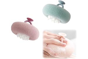 JIEXILY Super Soft Sunflower Suction Cup Bath Ball, 20225 New 2-in-1 Sunflower Bath Ball Exfoliating Bath Sponge Cleaning Brush, Mesh Sponge Pouf Loofah for Women Men Shower (Purple+Green)