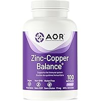 AOR Zinc Copper Balance 17mg, 100 V-Caps, 100-Day Supply - Nutrient Support for Skin, Hair, Bone & Overall Wellness, NON-GMO 