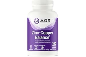 AOR Zinc Copper Balance 17mg, 100 V-Caps, 100-Day Supply - Nutrient Support for Skin, Hair, Bone & Overall Wellness, NON-GMO 