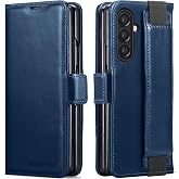 KEZiHOME Genuine Leather Wallet Case for Samsung Galaxy Z Fold 7 | Blue, Wallet Case with Card Holder[RFID Blocking], Kickstand, Protactive Flip Phone Cover for Z Fold 7 5G
