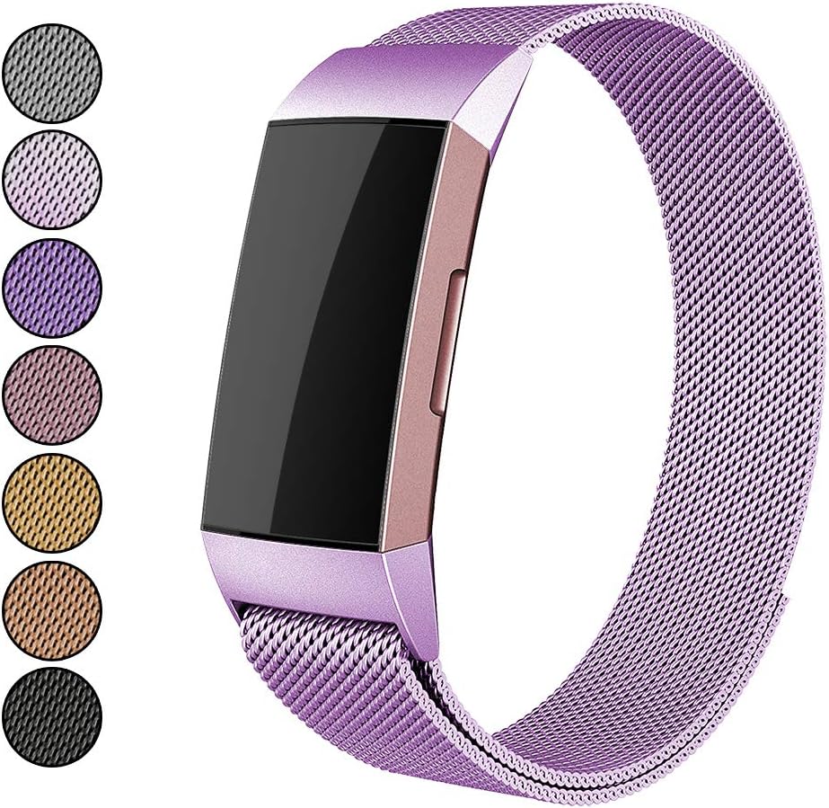 Mosonoi Compatiable with Fitbit Charge 3 Bands, Adjustable Metal Bands Replacement Straps Fit for Fitbit Charge 3/ Charge 3 SE Smartwatch Women Men