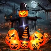 Max Fun 7FT Halloween Inflatables Pumpkin Decorations with LED Build-in Halloween Yard Decoration Blow Up Inflatables for Outdoor Indoor Garden Lawn