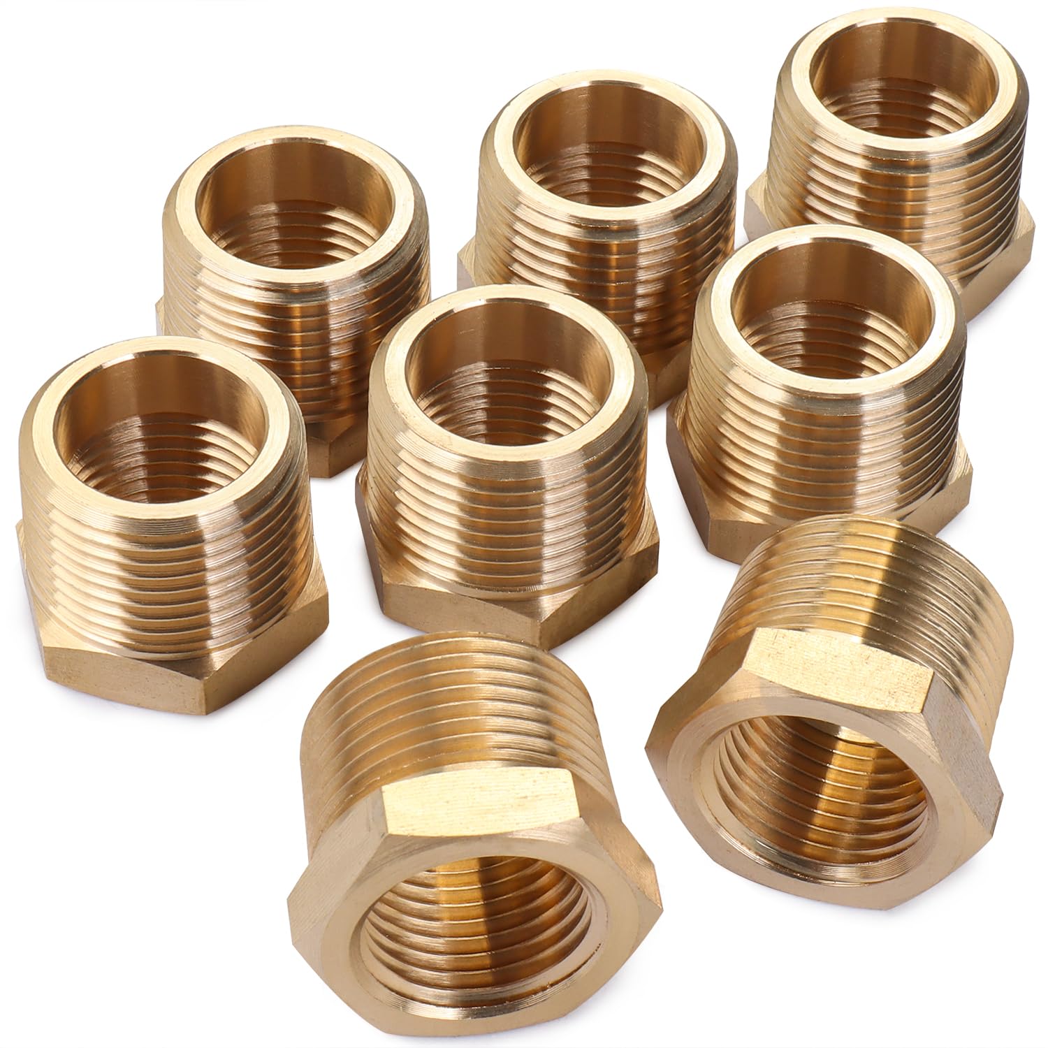LTWFITTING Brass Pipe Hex Bushing Reducer Fittings 3/4-Inch Male BSPT x 1/2-Inch Female BSPP (Pack of 25)