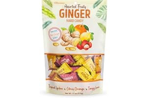 THE SNACKERY Ginger Hard Candy, Assorted Fruit Flavors 11 oz bag, Individually Wrapped Healthy Candy, The Sweet and Spicy Natural Remedy for Anti-Nausea and Digestion, Made with Real Ginger Extract