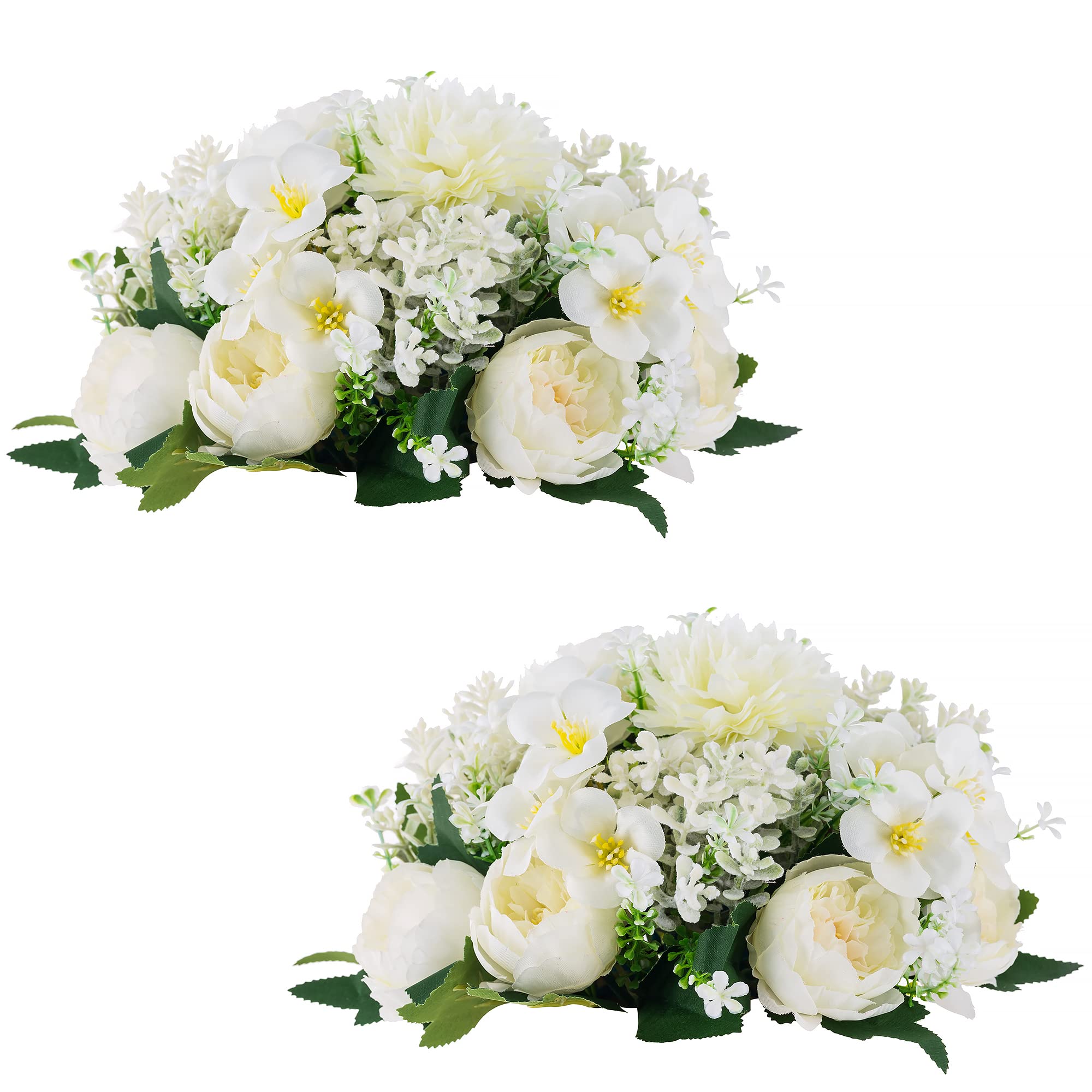 Inweder Wedding Flowers for Centrepieces Flower Ball - 2 Pcs White Artificial Centerpieces Flower Small Peony Balls for Centrepiece Fake Flowers Arrangement Bouquet for Party Anniversary Home