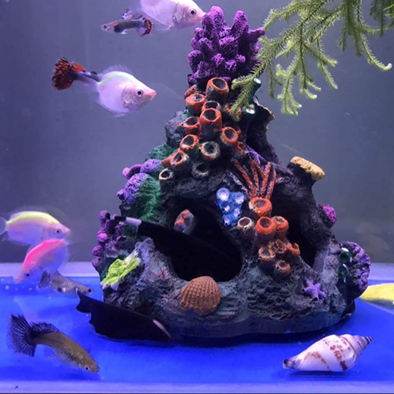 DOHAOOE Aquarium Coral Decoration Fish Tank Rock Mountain Cave Ornaments for Betta Fish, Colorful - Image 5