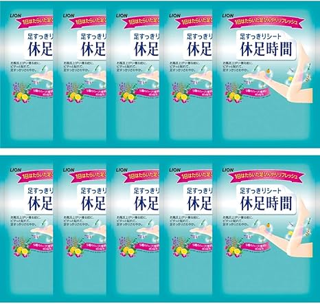 Amazon Co Jp 10個販売 ライオン 足すっきりシート 休足時間 2枚入り ノベルティギフトグッズ 景品 粗品 備品 ギフト プレゼント 13 8 5cm 5種のハーブを配合 ビューティー