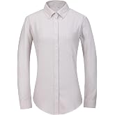 DIYUS Women's Button Down Oxford Long Sleeve Shirt Wrinkle Resistant