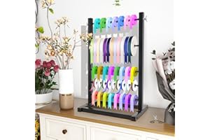 Fumingpal 5 Tier Ribbon Holder Organizer Rack, Ribbon Holder, Ribbon Storage, Large Capacity Ribbon Organizer for Craft Room,Cake Shop,Flower Store(Black)