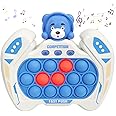 TOMFANCY Pop Quick Push Game Console Fidget Toys Light Up Handheld Puzzle Press Popping Toy for Kids Adult Blue Bear