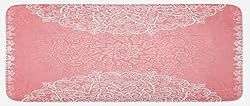 Lunarable Pale Pink Kitchen Mat, Doily Inspired