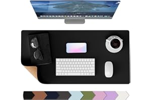 Neatsure Desk Mat for Desktop, Vegan Leather & Natural Cork Desk Protector Blotter Pad for Office and Home, Waterproof Large Mouse Keyboard Pad on Top of Desks (Black, 31.5" x 15.7")