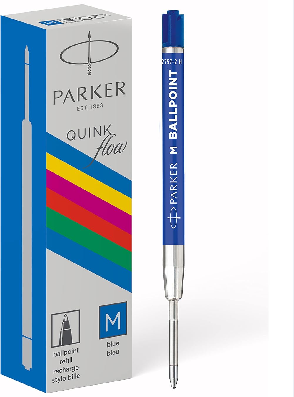 Parker Ballpoint Pen Refills Medium Blue QUINKflow Ink 20 Count
