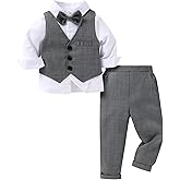 YOUNGER TREE Toddler Boy Clothes Suit Gentleman Wedding Outfits Baby Formal Dress 4-Piece Set