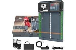FarmLite Automatic Chicken Coop Door Opener | Non-Battery Powered Automatic Chicken Door | Automatic Coop Door with Timer and Light Sensor | USA Brand