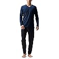 DAVID ARCHY Mens Pajamas Set Cotton Soft Sleepwear Long Sleeve Top & Bottoms PJs