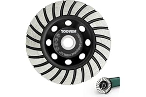 TOOVEM A FAMILY OF MANUFACTURERS TOOVEM 4-1/2 Inch Diamond Concrete Grinding Wheel, Angle Grinder Wheels Cup Turbo Row Diamond Cup Wheel for Polishing and Cleaning Concrete Surface, Cement, Marble, Rock, Granite and Thinset Removing
