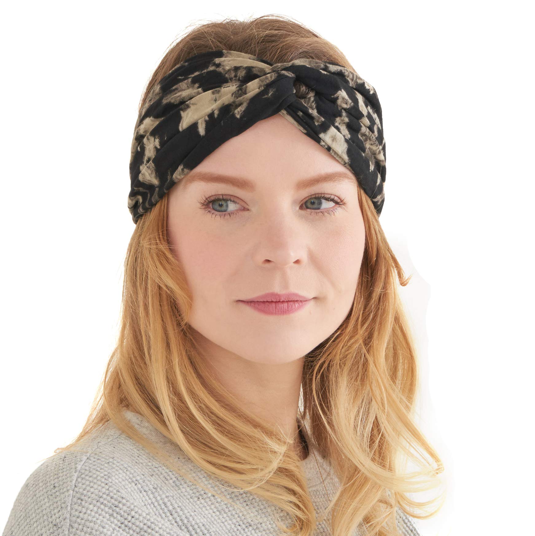 CHARM Womens Tie-Dye Head Wrap - Fashion Turban Headband Hippy Yoga Hairband Twist Knot Festival Hair Band D