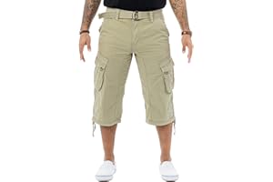 X RAY Men's Belted Cargo Long Shorts 18" Inseam Below Knee Length Multi Pocket 3/4 Capri Pants (Big and Tall Shorts for Men)