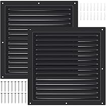 Black Aluminum Air Vent Cover – 15x15cm Durable Exterior Wall Vent With Insect Screen – For Attic, Soffit, Shed, Garage & House – Rustproof Square Louver Grille