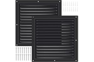 SEL NATURAL 2 Pcs 12" x 12" Gable Vent Shed Attic Vent with Screen Mesh Square Metal Vent Covers Vent Grille for Exterior Door House Attic Garage Ceiling, Boost Ventilation and Guard Against Moisture (Black)