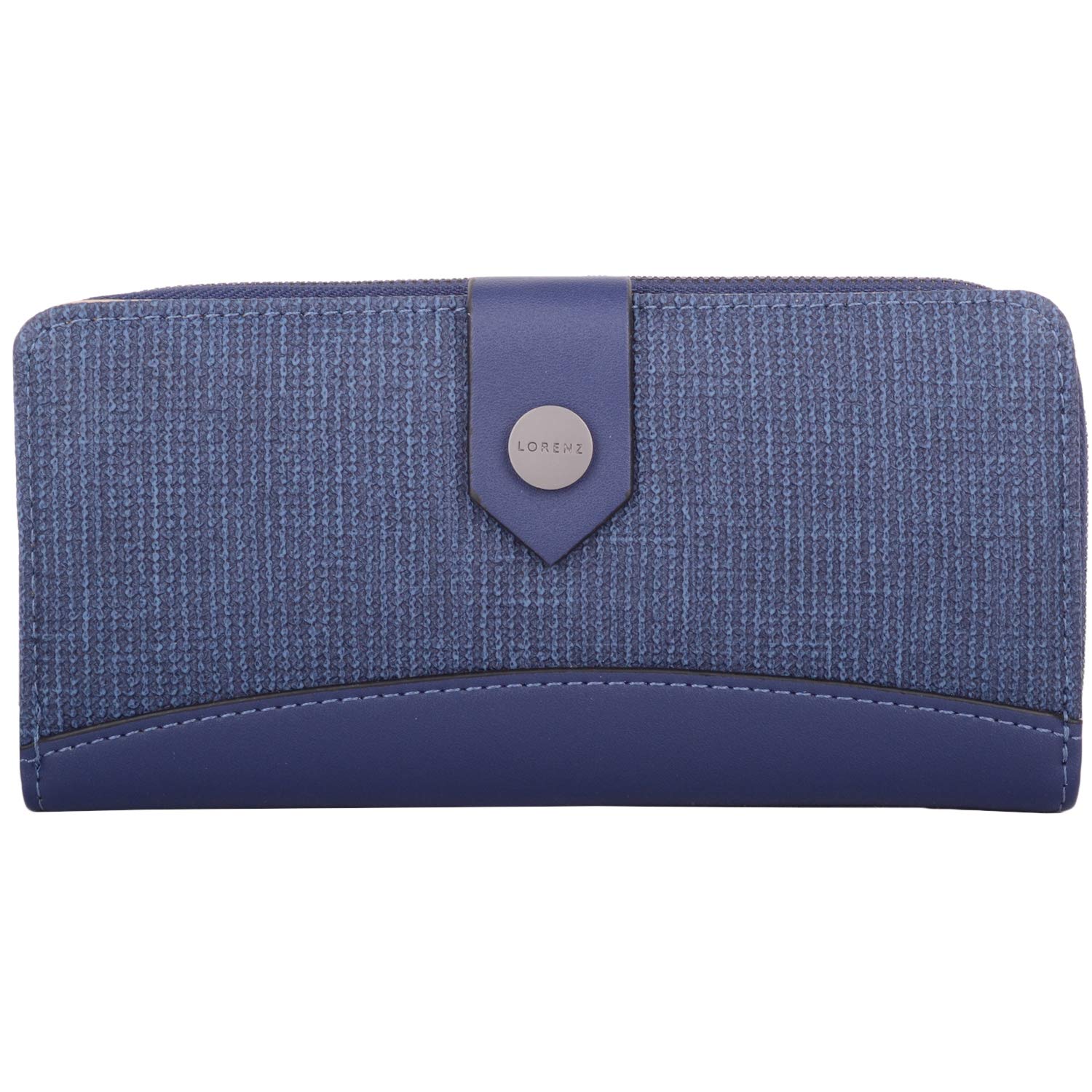 Valita Womens Large Woven Look Faux Leather RFID Protected Bi-Fold Money/Credit Card Purse - Navy