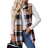 IDEALSANXUN Plaid Vest for Women Fall Winter Flannel Sleeveless Jacket Cardigan Outerwear