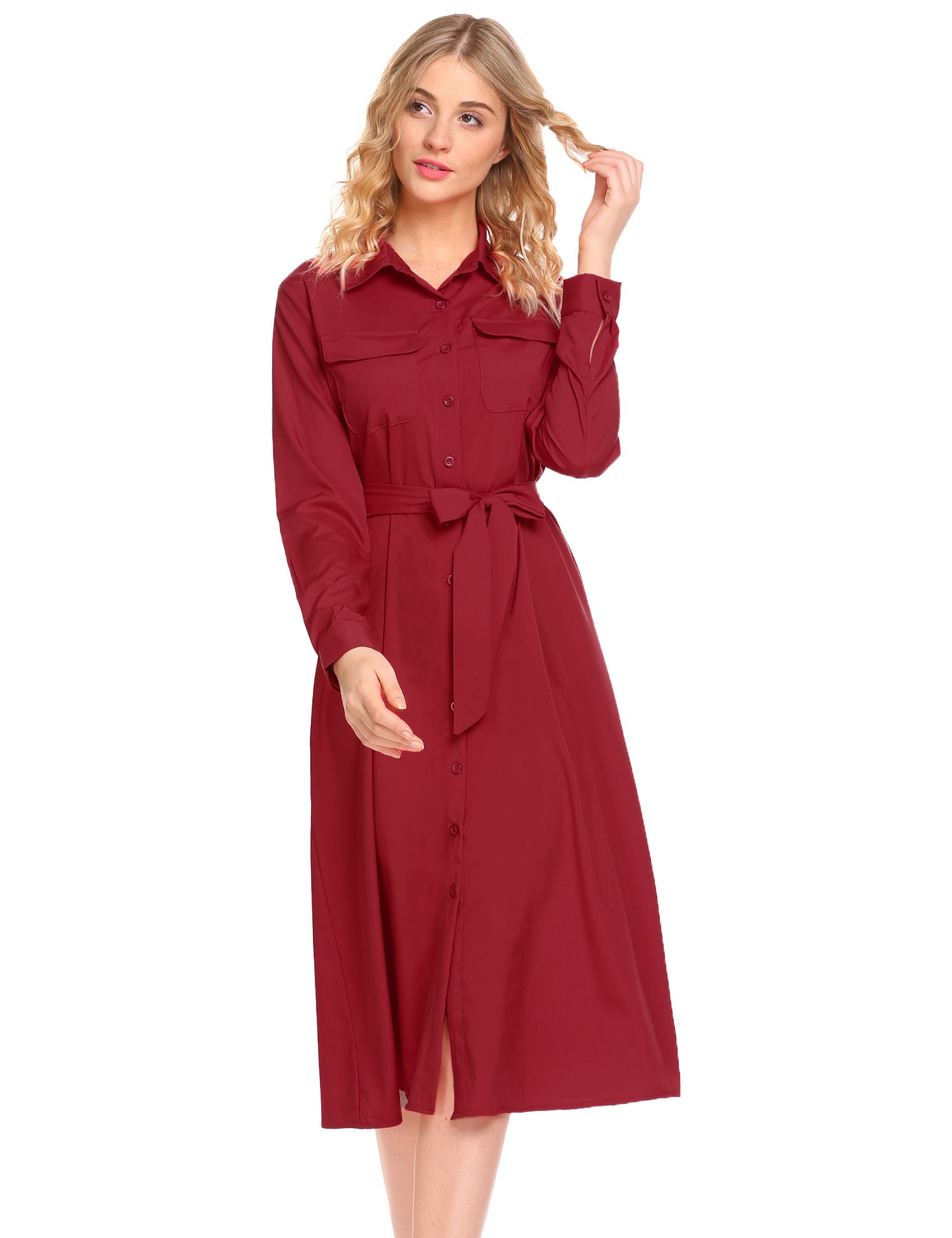 Pasttry Passtry Women\'s Slim Long Sleeve Cocktail Party Dress,Red,Medium