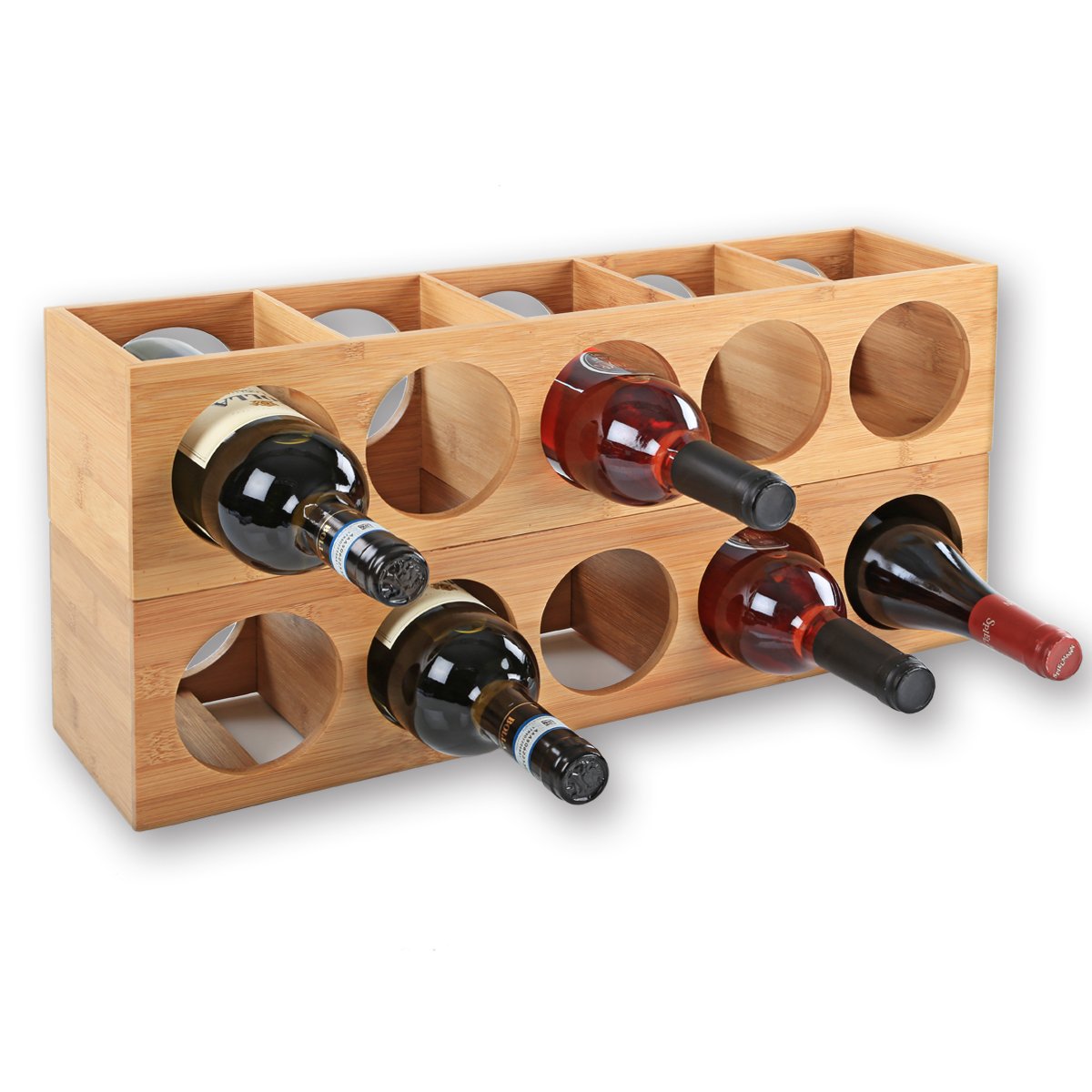 Gräfenstayn® 30543 Stackable Bamboo Wine Rack Cube for 5 Bottles, Free
