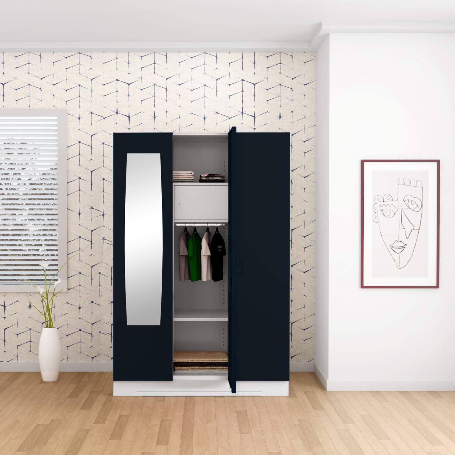 GODREJ INTERIO Slimline Steel Wardrobe Pacific Blue,3 Door Amazon.in