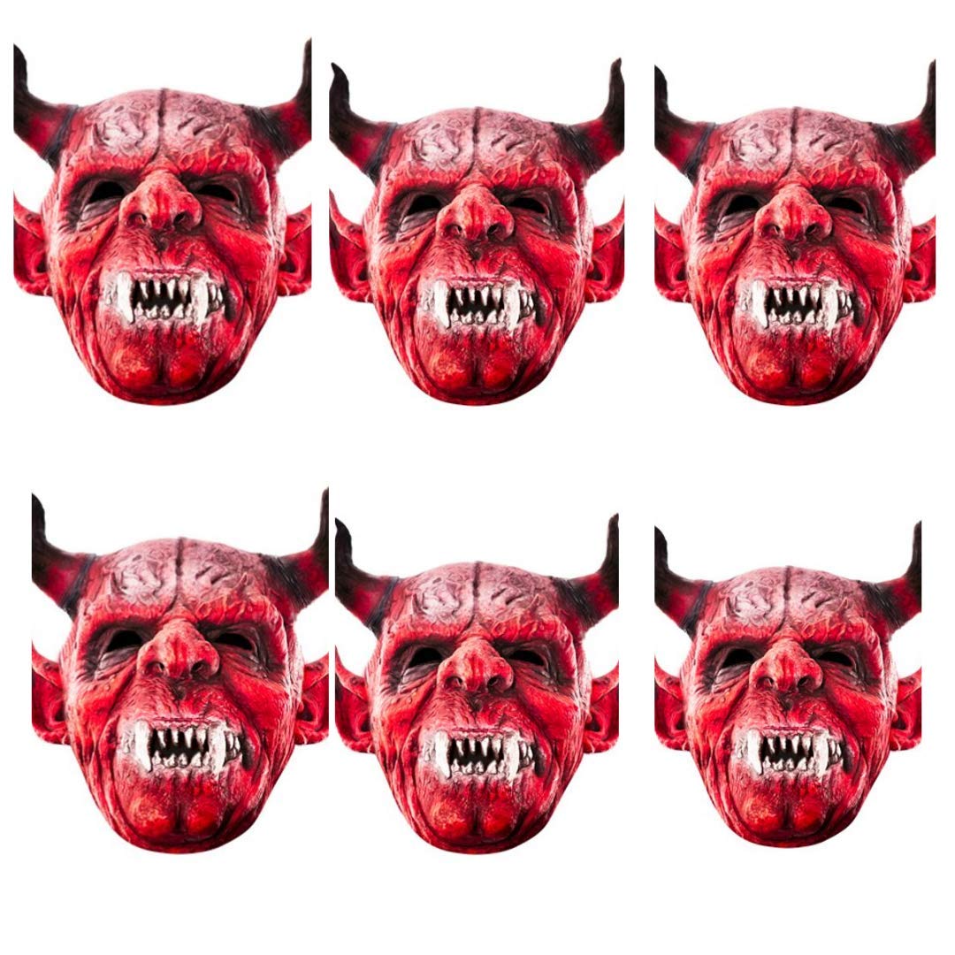 SMP149 Star Cutouts Devil Six Pack Face Mask Halloween, Horrror, Monster Party and Event Great Talking Point for Friends, Fans and Family