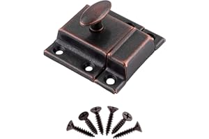 UNIQANTIQ HARDWARE SUPPLY Small Stamped Antique Copper Cabinet Door Latch - 1 7/8" × 1 7/8" - Spring Loaded Cupboard Door Latch with Oval Turn - Vintage Cabinet Hardware | UA-141-LAC (1)
