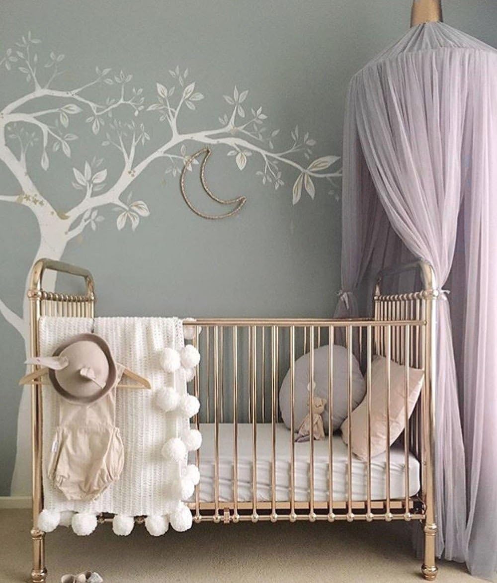 round crib nursery on Baby Bed Curtain Round Crib Tent Hung Dome Mosquito Net Photography Props Canopy Hanging Curtain Net