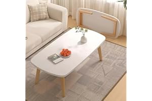 Coffee Table, Foldable Wood Mini Desk with Storage Shelf, Living Room Table for Small Spaces, Apartments, Dorms and Home Offi