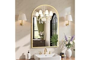 Sweetcrispy 20"x30" Arched Gold Bathroom Mirrors for Wall, Bathroom Mirrors for Over Sink, Metal Framed with HD Shatter-Proof Glass for Entryway, Living Room, Bedroom