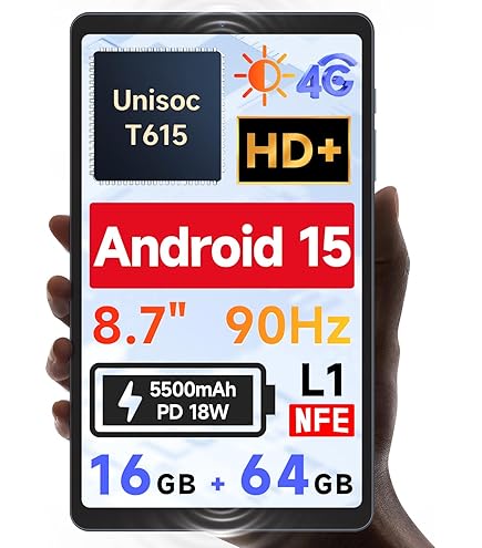 タブレット 8.7インチ Android 15 5G WIFI 16GB Amazon.co.jp: タブレット， Android15 タブレット CPU T615