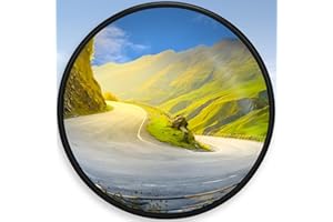 ANGOONI 24" Unbreakable PC Convex Mirror with Adjustable Bracket - Vision up to 35 FT, Ideal for Driveway, Large Road, Garage Blindspots & Traffic Safety
