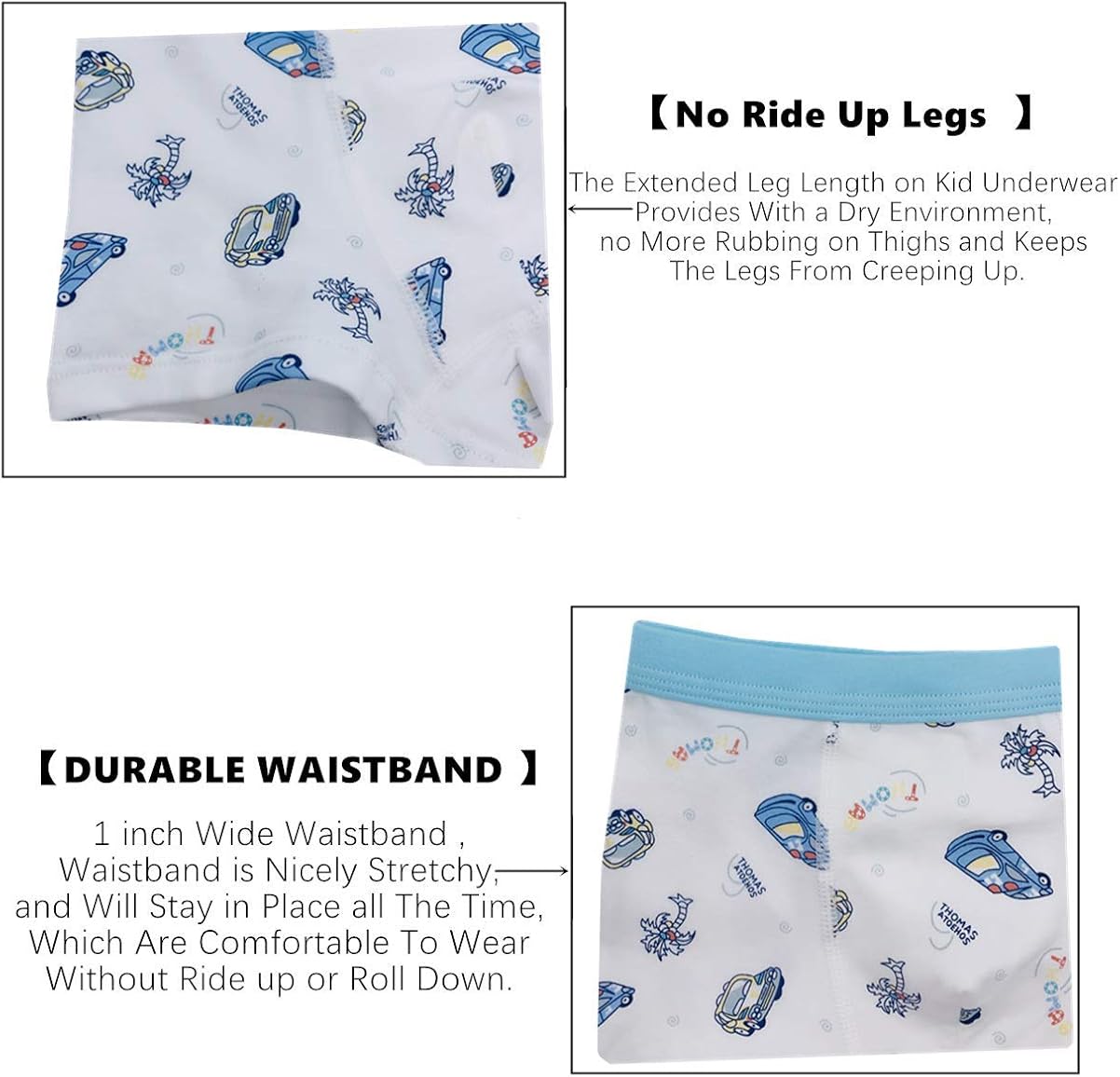 Boys Kids Soft Cotton Fashion Boxer Briefs Underwear 5 Pack: Clothing