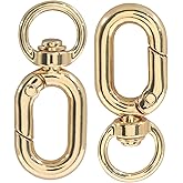 Moicstiy 2Pcs Metal Swivel Spring Clasps, Double Opening Swivel Clasp Clips, Key Chain Hook for Craft Making, DIY Crafts (Gold)