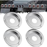 Partsam 4Pcs Watermelon Lights Bunk Adapter, Stainless Steel Round Marker Light Bezel Cover, Mounting Bracket, Light Not Include