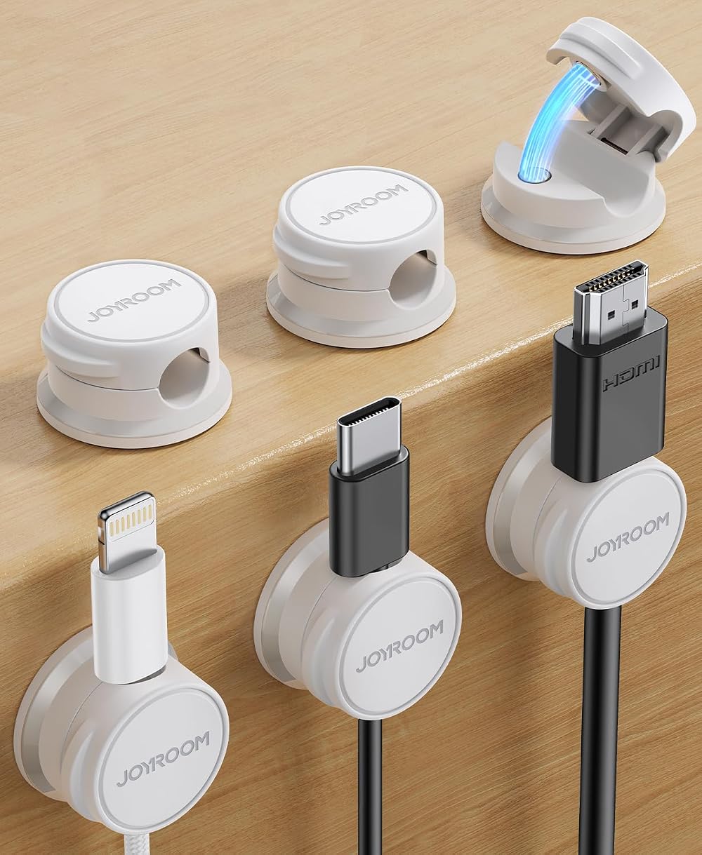 JOYROOM 6 Pack Cable Tidy Clips Magnetic Wire Holder 7.5mm Adhesive