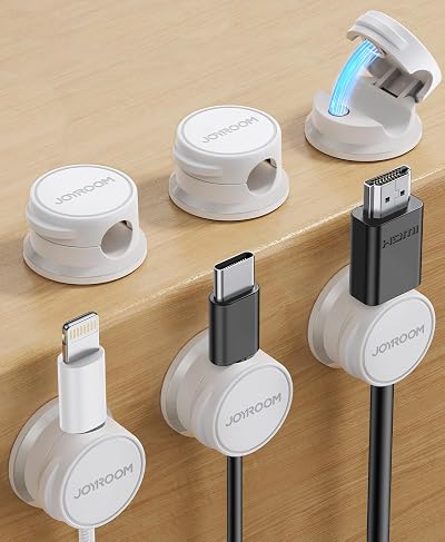 JOYROOM 6 Pack Cable Tidy Clips Magnetic Wire Holder 7.5mm Adhesive