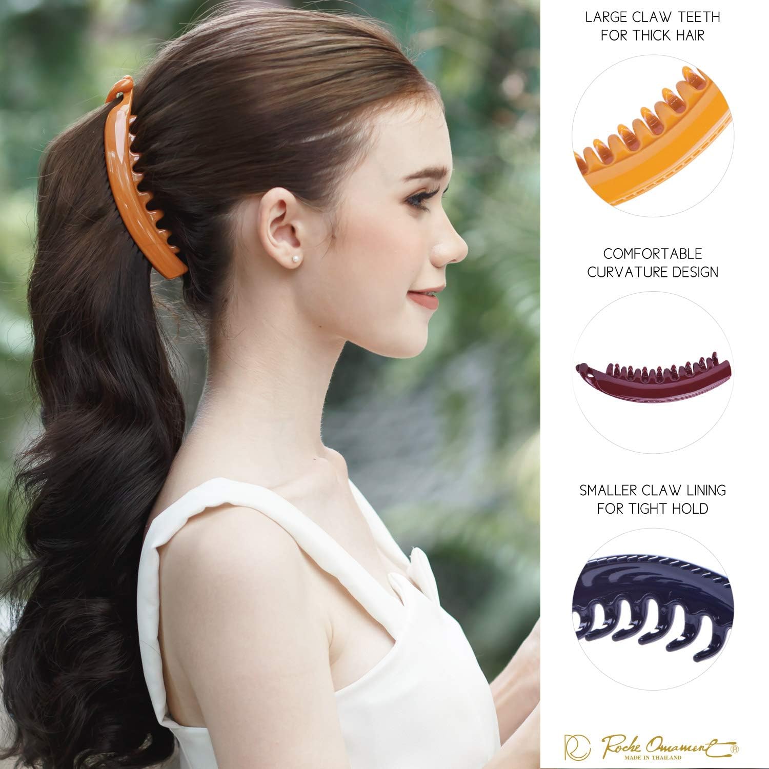 RC ROCHE 6 Pcs Large Banana Hair Clips Claws for Women Thick Curly Ponytail Holder Maker Big Comb No Crease Strong Hold Styling Clasp - Image 3
