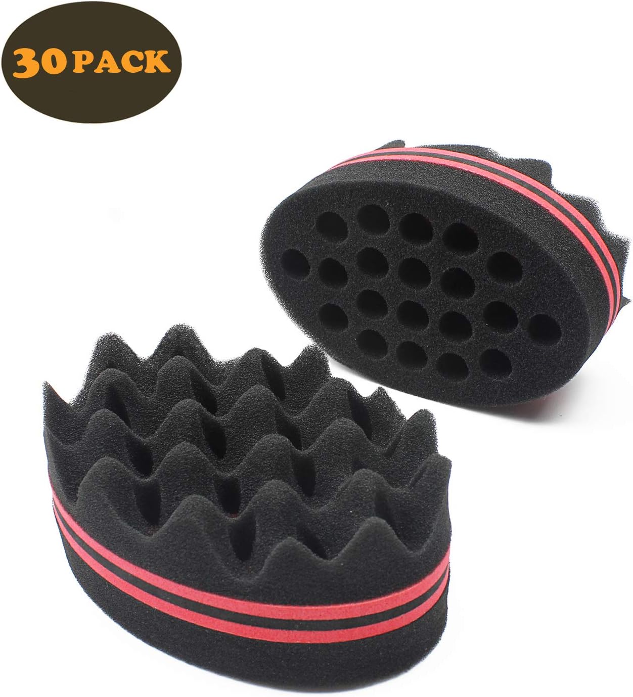AIR TREE Big Holes Magic Barber Brush Twist Hair For Curls Sponge Big Wave Sponges,Dreadlock,Coils,Afro As Hair Care Tool 10 & 16 Mm Hole Diameter Suitable For Curly Hair (30PCS)