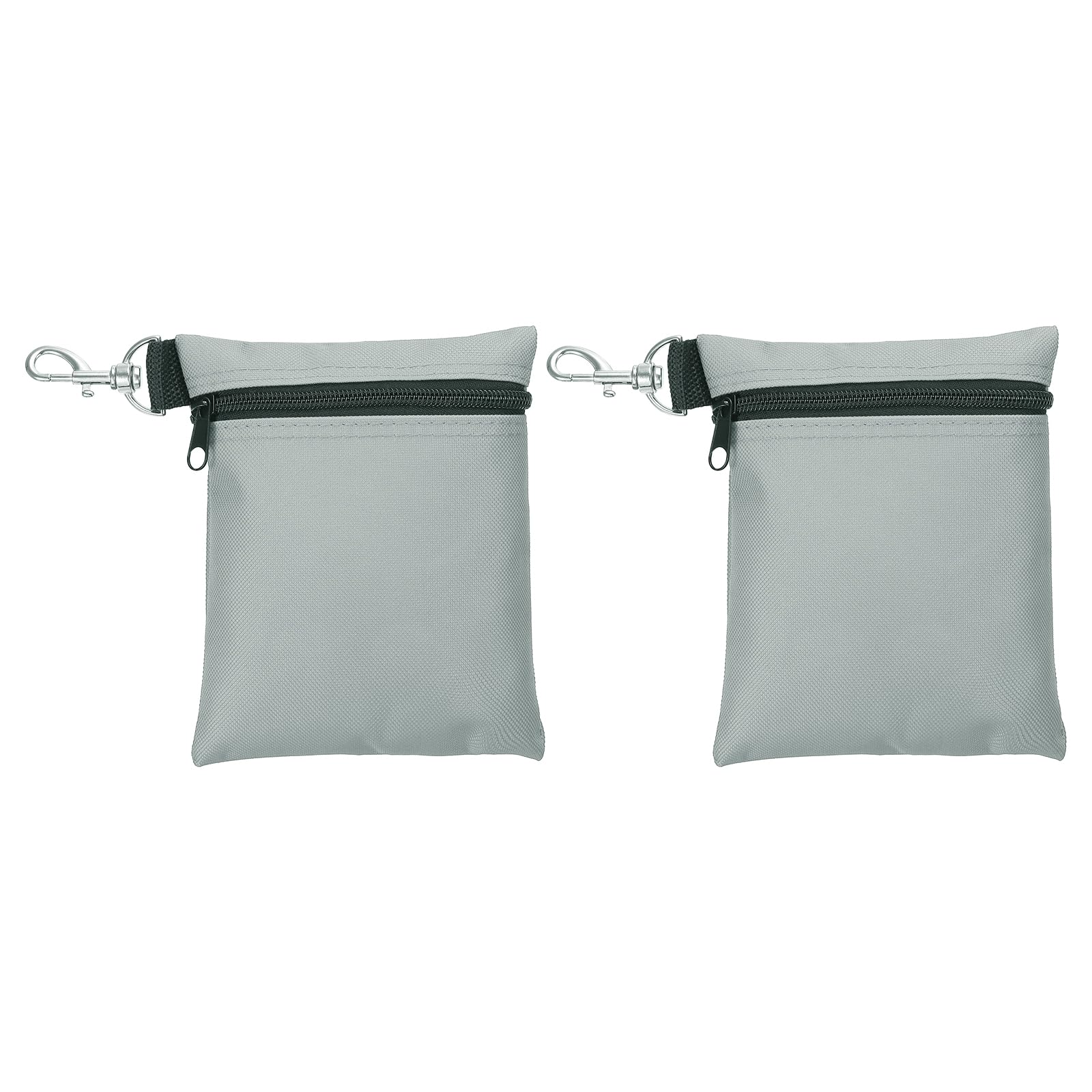 PATIKIL Zipper Golf Tee Pouch 6.7 x 5.5 Inch, 2 Pack Valuables Golf Tee Bag Golf Bag Accessories with Clip for Men Women Storage, Grey